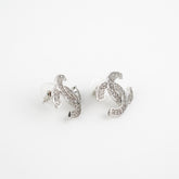 Chanel Silver Rhinestone CC Logo Earrings Costume Jewellery